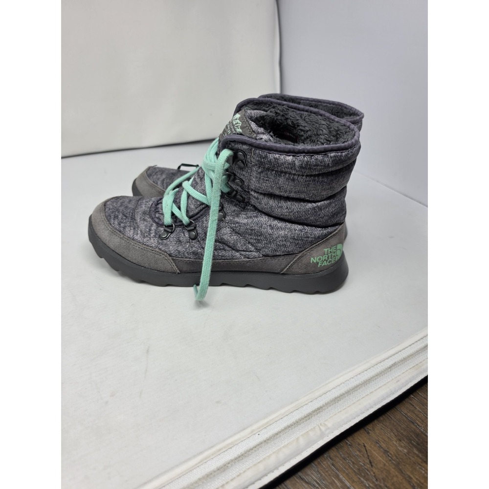 The North Face Women ThermoBall Lace Soft Shell Snow Boots Teal Gray Size 8